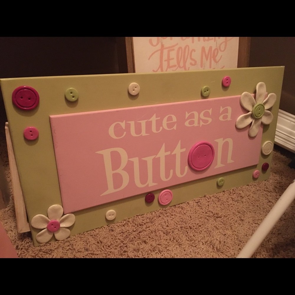 Cute as a button wall decor for girl or nursery